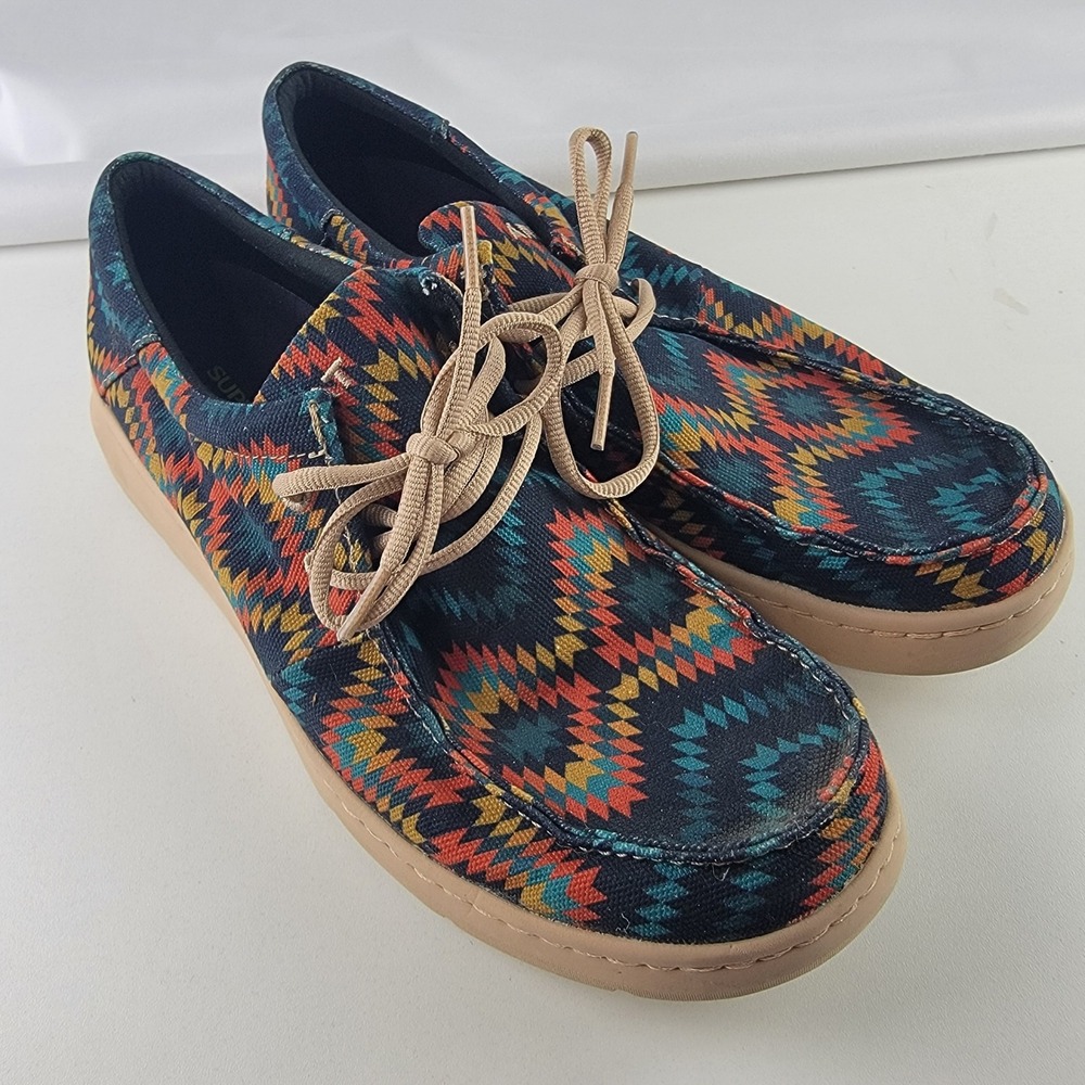 Ariat Hilo Mens 11D Navy Southwestern Geometric Print Moc Toe Loafers 10035816
